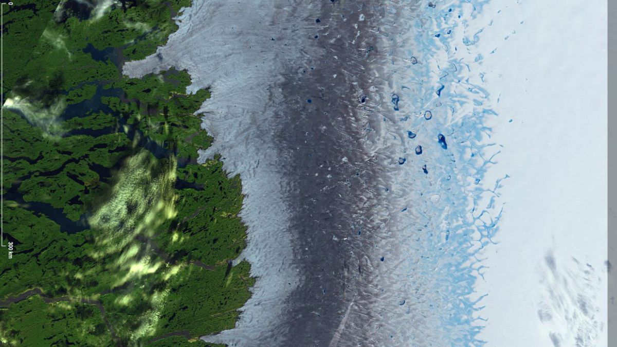 Before and after pictures show Greenland's rapid ice melt from space