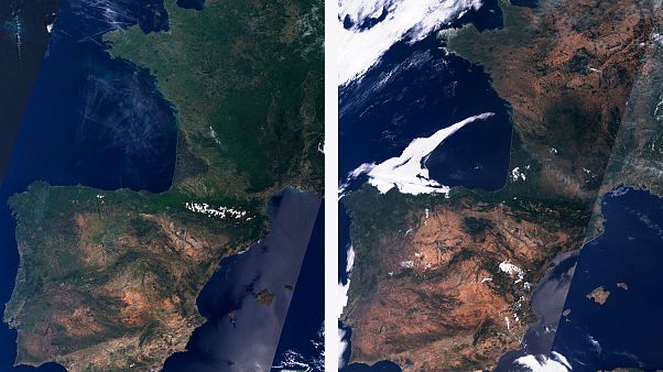 La Península Ibérica y Francia en mayo y en julio de 2019. La Península Ibérica y Francia en mayo y en julio de 2019.