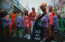 Extinction Rebellion Swarm at February's London Fashion Week