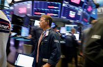 Traders on the floor of the New York Stock Exchange.