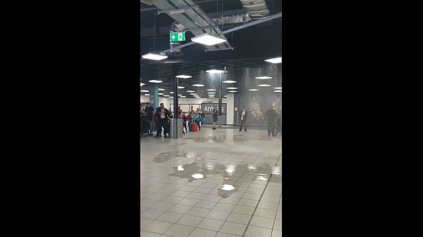 Watch: Water pours through ceiling into Luton Airport Watch: Water pours through ceiling into Luton Airport