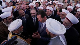الرئيس السوري بشار الأسد بجامع الأفرم في دمشق في أول أيام عيد الأضحى. 11/آب 2019