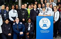 Khafi (back row, third from left) was part of the campaign to celebrate 100 years of women in the Met Police