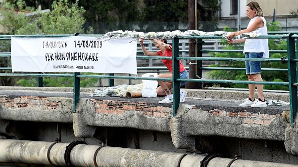 Primer aniversario del colapso del puente Morandi en Génova Primer aniversario del colapso del puente Morandi en Génova