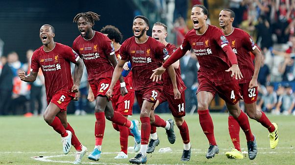 La gioia dei giocatori del Liverpool. La gioia dei giocatori del Liverpool.