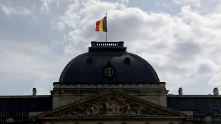 العلم البلجيكي مرفرفاً فوق قبة القصر الملكي في بروكسل