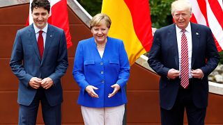 Justin Trudeau, primer ministro de Canadá, Angela Merkel, canciller de Alemania y Donald Trump, presidente de los Estados Unidos