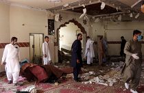 مشهد من داخل المسجد بعد تفجيره