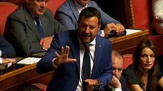 Italian Deputy PM Matteo Salvini holding speech in the parliament