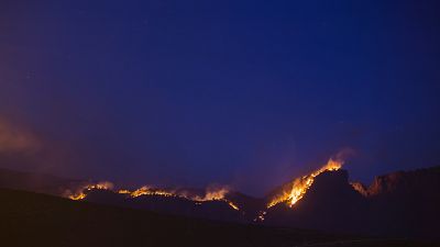 El fuego en el Parque Natural de Tamadaba, en Gran Canaria