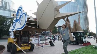 Watch: Street festival sees creativity with cardboard in Russia
