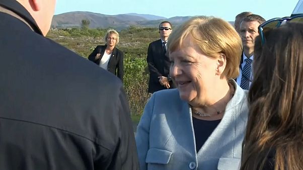 Merkel gutgelaunt in Island Merkel gutgelaunt in Island