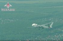 صورة للطائرة المسيرة "أتليوس - يو" خلال عملية التحليق الأولى (وزارة الدفاع الروسية)