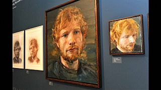 An oil portrait of Ed Sheeran by artist Colin Davidson