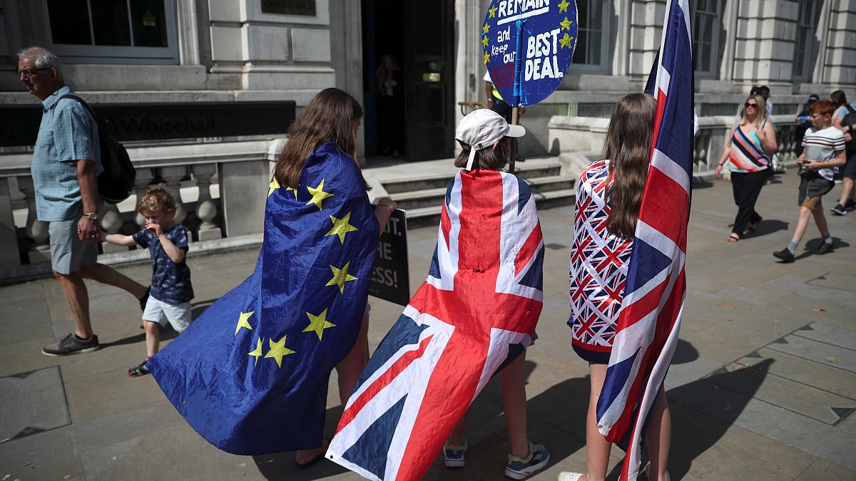 مؤيدون للبقاء في داخل الاتحاد الأوروبي أمام مقر مجلس الوزراء في لندن 