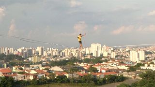 Brazilian slackliners defy gravity with Sao Paulo's abandoned buildings