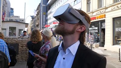 The VR tour begins near the infamous Checkpoint Charlie border station