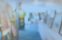 Abstract blurred masterpiece creation in art gallery, exhibition show