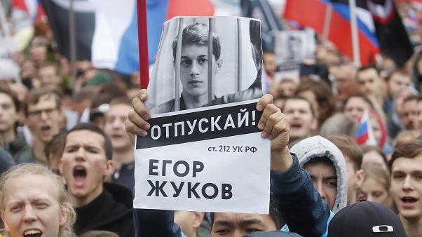 A rally to demand authorities allow opposition candidates to run in the upcoming local election in Moscow, Russia August 10, 2019. A rally to demand authorities allow opposition candidates to run in the upcoming local election in Moscow, Russia August 10, 2019.