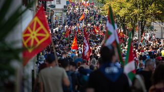 The 'Alternative G7' march through Hendaye, France, south of Biarritz