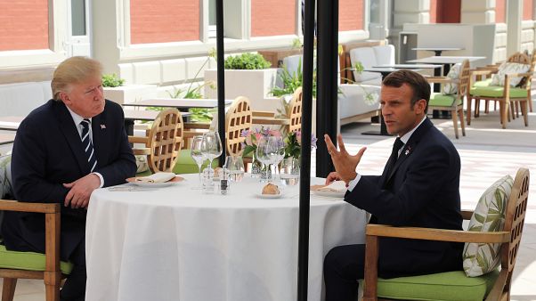 Trump e Macron encontraram-se antes do arranque formal da cimeira Trump e Macron encontraram-se antes do arranque formal da cimeira