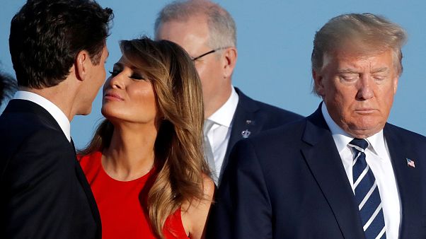 ABD'nin First Lady'si Melania Trump, Kanada Başbakanı Justin Trudeau ile selamlaşırken. Biarritz / Fransa ABD'nin First Lady'si Melania Trump, Kanada Başbakanı Justin Trudeau ile selamlaşırken. Biarritz / Fransa