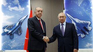 Russian President Vladimir Putin and Turkish President Recep Tayyip Erdogan in Russia, August 27, 2019.
