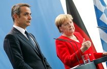 Ο πρωθυπουργός Κυριάκος Μητσοτάκης με την Άνγκελα Μέρκελ στην πρώτη του επίσημη επίσκεψη στο Βερολίνο