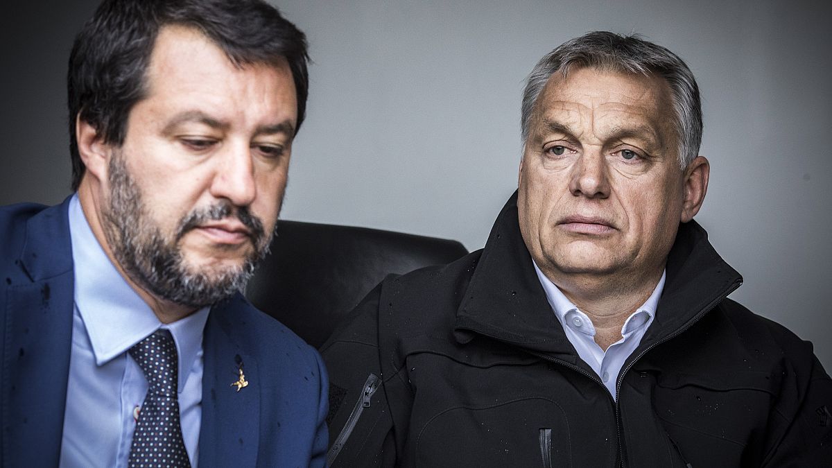 Orbán Viktor miniszterelnök és Matteo Salvini olasz belügyminiszter, miniszterelnök-helyettes határszemlén Röszkénél 2019. május 2-án