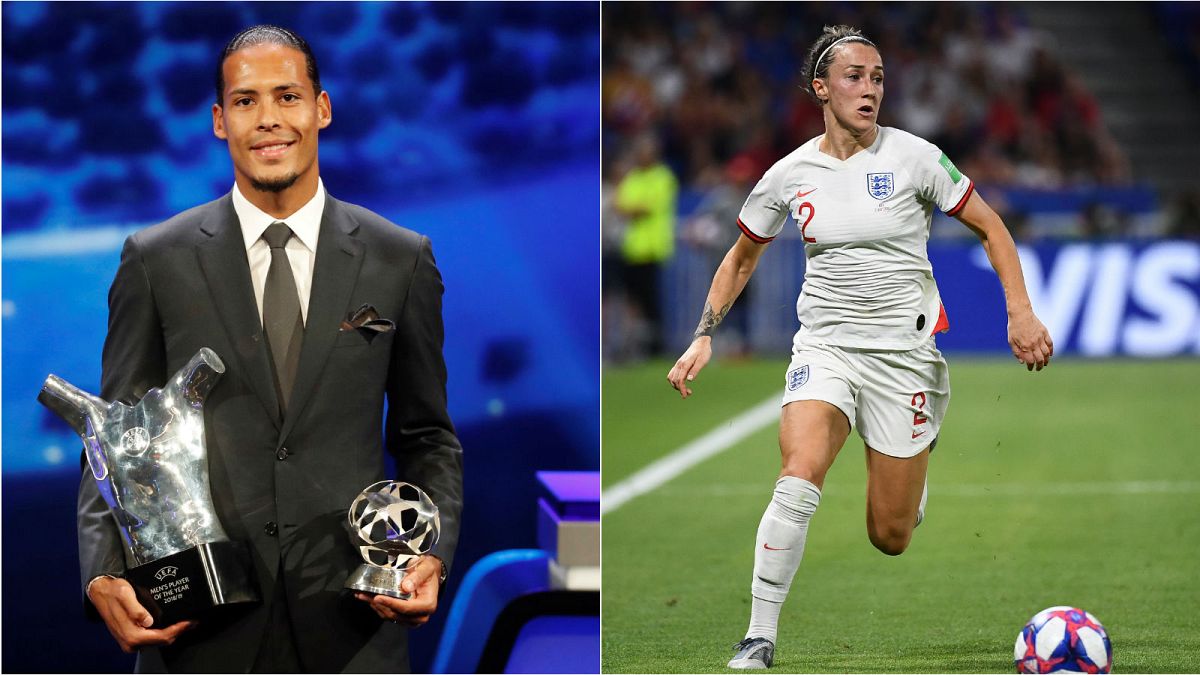 Liverpool’s Virgil van Dijk and Lyon’s Lucy Bronze win UEFA’s player of the year awards