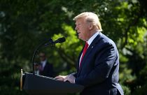 ترامب يتحدث في البيت الأبيض بواشنطن يوم الخميس