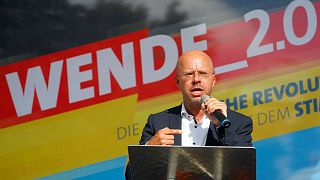 Andreas Kalbitz of Germany's far-right Alternative for Germany (AfD) in Cottbus, Brandenburg