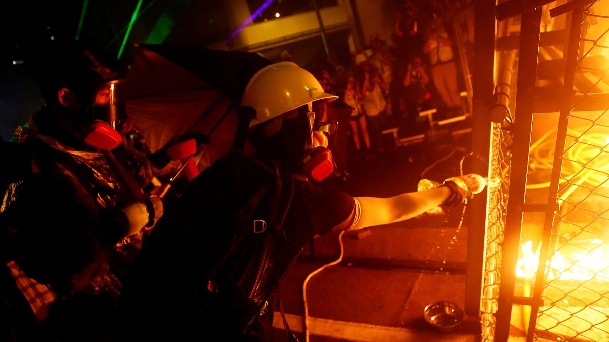 Watch: Petrol bombs and tear gas as Hong Kong protests turn violent