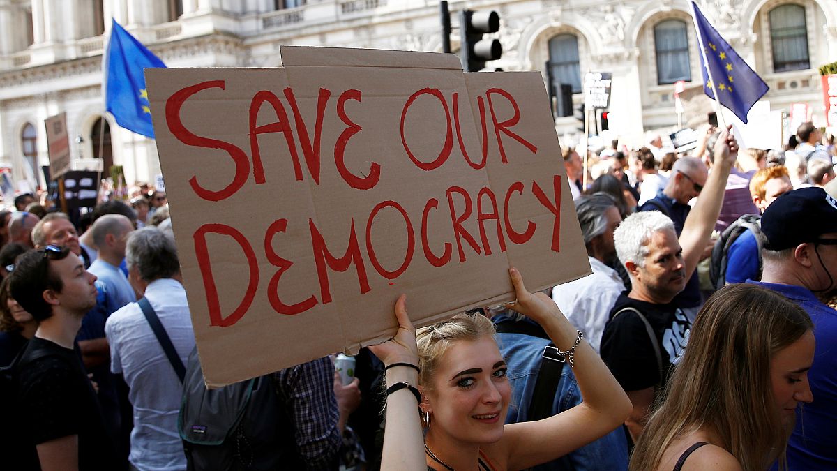 In pictures: The best placards from UK parliament shutdown protest
