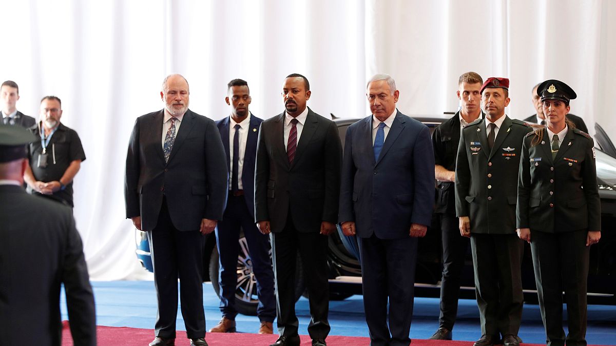 رئيس وزراء إسرائيل بنيامين نتنياهو مع نظيره الاثيوبي آبي أحمد
