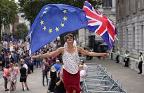 FILE PHOTO Anti-Brexit protestors demonstrate at Whitehall in London, Britain, August 31, 2019. 