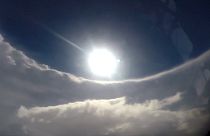 صورة من داخل عين الإعصار دوريان في المحيط الأطلسي