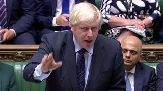 Britain's Prime Minister Boris Johnson speaks in in the Parliament in London, Britain, Spetember 3, 2019.