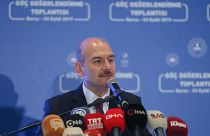 İçişleri Bakanı Süleyman Soylu, Bursa'da bir otelde düzenlenen Göç Değerlendirme Toplantısı’na katılarak konuşma yaptı. ( Barış Oral - Anadolu Ajansı )