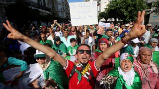 متظاهرون جرائريون خلال مظاهرة في الجزائر العاصمة، الجزائر 30 أغسطس 2019