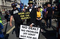 Alsóházi vezetőnek öltözött brexit-ellenes tüntető Londonban