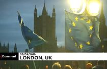 تظاهرات شبانه مخالفان برکسیت در لندن همزمان با نشست پارلمان بریتانیا