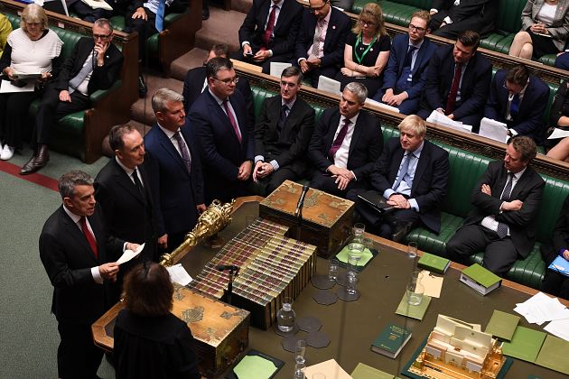 Britain's Prime Minister Boris Johnson sits as results of the vote are announced during debate in the House of Commons in London, Britain September 4, 2019. 