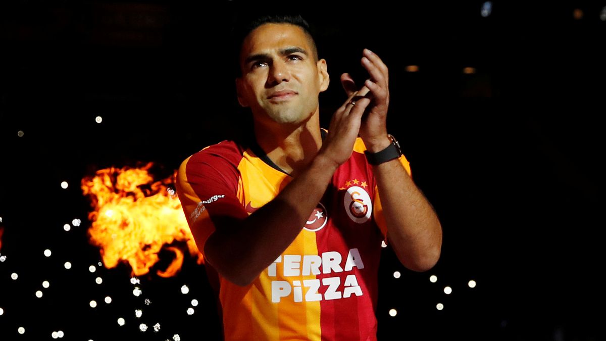 Turkish football club Galatasaray's hero's welcome for new striker Radamel Falcao