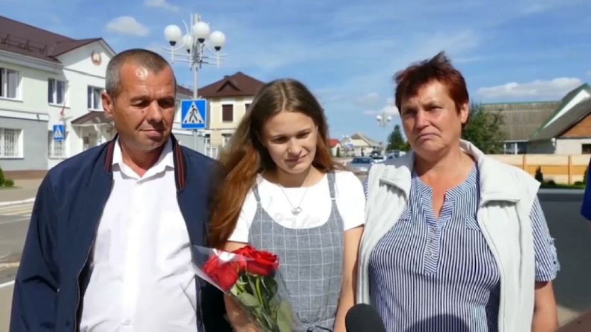 Yulia Gorina, 24, is reunited with her parents Viktor and Lyudmila Moiseenko