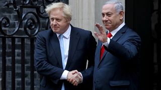 Watch: Netanyahu joins Johnson outside number 10 on surprise visit to London