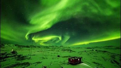 Aurora dances brightly above Zhongshan Station in Antarctica