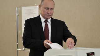 Russia's President Vladimir Putin casts his ballot at a polling station during the Moscow city parliament election in Moscow, Russia September 8, 2019.