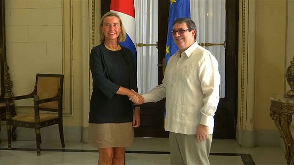 Federica Mogherini junto al canciller cubano, Bruno Rodríguez Federica Mogherini junto al canciller cubano, Bruno Rodríguez