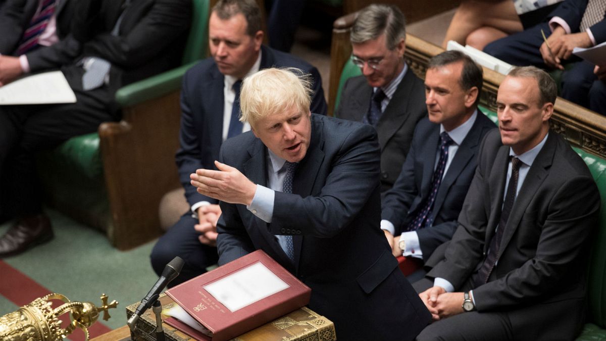 Britain's Prime Minister Boris Johnson speaks at the House of Commons in London, Britain September 3, 2019. 